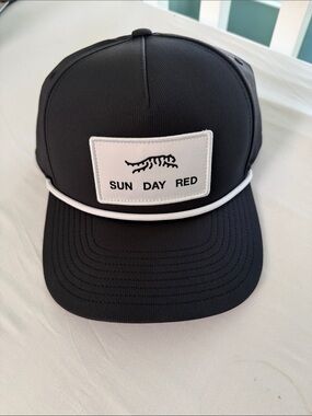 Sun Day Red Black Hat with White Patch